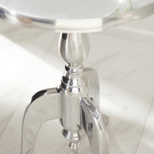 22'' Silver Aluminum Traditional Accent Table